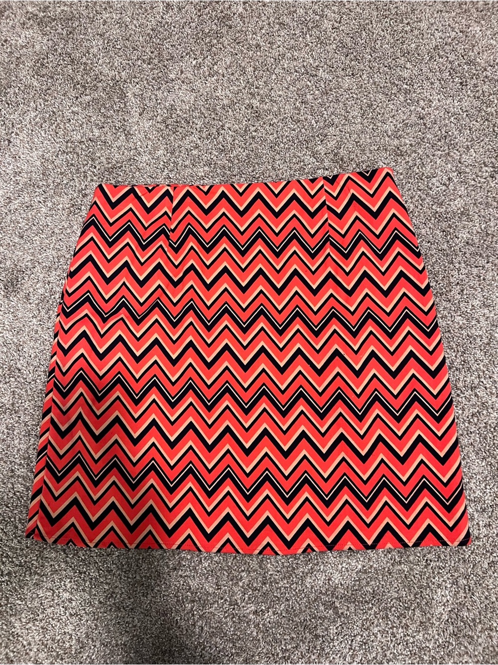 Chevron Print Red & Black Women’s Skirt, side zip, medium